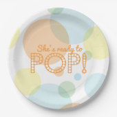 Assiettes En Carton Peach Blue Orange Bubbles Ready to Pop Baby shower (Devant)