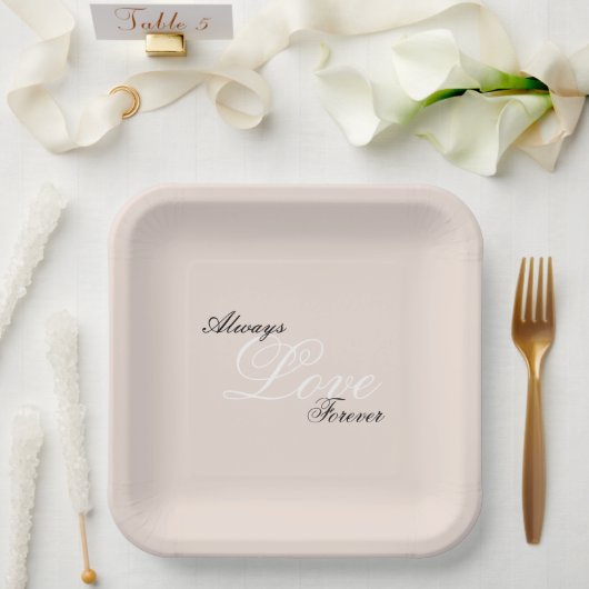 Assiettes En Carton Peach Blush Love Toujours Mariage (Mariage)