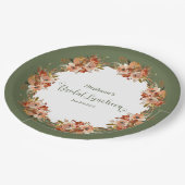 Assiettes En Carton Peach Floral Wreath Sage Green Bridal Luncheon (Angle)