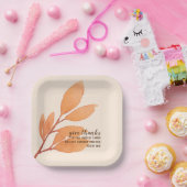 Assiettes En Carton Peach Gold Aquarelle Donnez Merci Écriture (Fête)