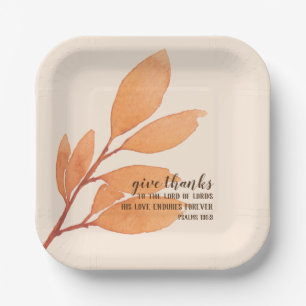 Assiettes En Carton Peach Gold Aquarelle Donnez Merci Écriture