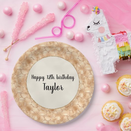 Assiettes En Carton Peach Gold Parties scintillant Glam Sparkle Giraff (Fête)