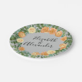 Assiettes En Carton Peach Grey Mariage Spring Floral (Angle)