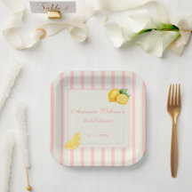 Peach Lemon Stripes Bridal Shower Pastel