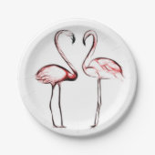 Assiettes En Carton Peach Pink Flamants roses Flamant rose Chic Pool t (Devant)