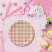 Assiettes En Carton Peach rose et crème En vichy Motif (Fête)