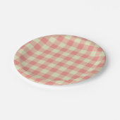 Assiettes En Carton Peach rose et crème En vichy Motif (Angle)