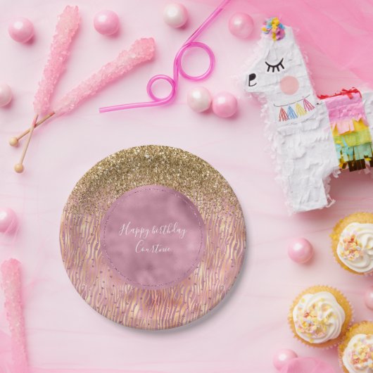 Assiettes En Carton Peach rose Glitzy Gold Parties scintillant Sparkle (Fête)