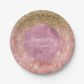 Assiettes En Carton Peach rose Glitzy Gold Parties scintillant Sparkle (Devant)