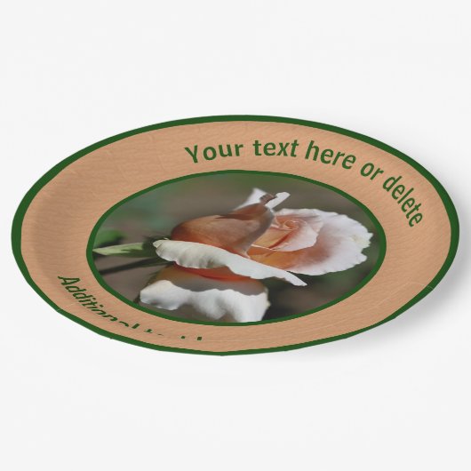 Assiettes En Carton Peach Rosebud Parti Personnalisé (Angle)