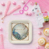 Assiettes En Carton Peacock Art Déco Plumes Arbre Fleur Élégant (Fête)