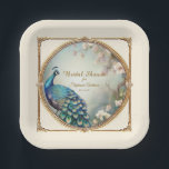 Assiettes En Carton Peacock Art Déco Plumes Arbre Fleur Élégant<br><div class="desc">PLAQUES DE PAPIER DE Fête des mariées, DÉCOR FÊTE | De belles assiettes personnalisées en papier customisé avec le nom de la Mariée et la date du mariage vous donneront le thème de votre douche nuptiale. Tous les champs sont personnalisables, vous pouvez donc l'utiliser pour une douche, un baby shower,...</div>