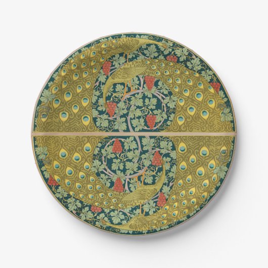Assiettes En Carton Peacock Art Nouveau Style rond design complexe (Devant)