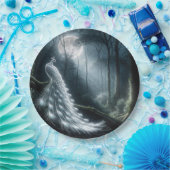 Assiettes En Carton Peacock Blanc Dans La Forêt Lune (Fête)