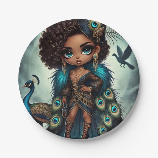 Assiettes En Carton Peacock du royaume animal (Devant)