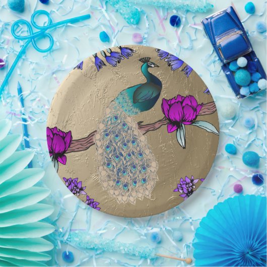 Assiettes En Carton Peacock En Or (Fête)