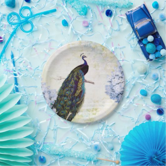 Assiettes En Carton Peacock et hydrangea (Fête)