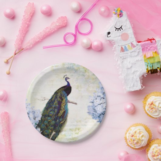 Assiettes En Carton Peacock et hydrangea (Fête)