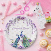 Assiettes En Carton Peacock fleurs violettes mariage indien vaisselle (Fête)