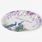 Assiettes En Carton Peacock fleurs violettes mariage indien vaisselle (Angle)