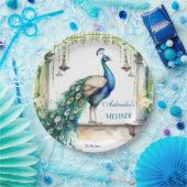 Assiettes En Carton Peacock Mehndi jasmine mariage indien (Fête)