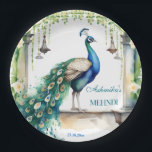 Assiettes En Carton Peacock Mehndi jasmine mariage indien<br><div class="desc">Peacock et jasmine Mehndi mariage indien assiettes personnalisées en papier,  un paon étonnant dans le jardin de jasmin,  jasmine gajra et lampadaires vintages plaques mehndi,  ajoutent une touche personnalisée à votre décor de table de fonction.</div>