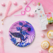 Assiettes En Carton Peacock oriental parasol japonais cerisier fleurs (Fête)