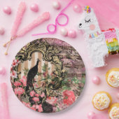 Assiettes En Carton Peacock rose Mariage français fournitures Plaques (Fête)