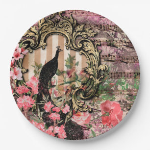 Assiettes En Carton Peacock rose Mariage français fournitures Plaques