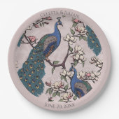 Assiettes En Carton Peacocks colorés rose pâle (Devant)