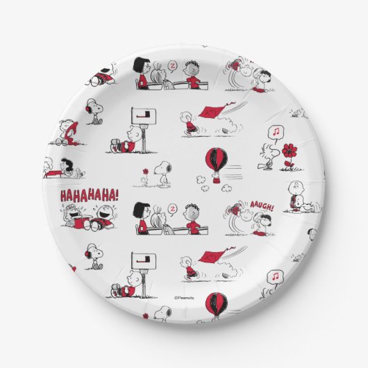 Assiettes En Carton PEANUTS | Motif rouge et noir (Devant)