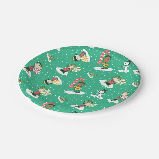 Assiettes En Carton Peanuts Peppermint Dreams Snowflake Motif (Angle)