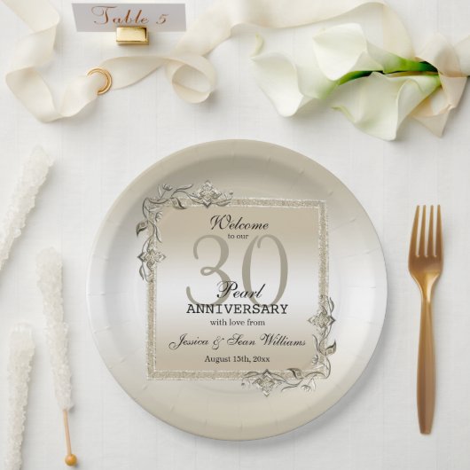 Assiettes En Carton Pearl Gem & Parties scintillant 30e anniversaire d (Mariage)