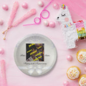 Assiettes En Carton Pearl Mariage Anniversaire 30e blanc jetable (Fête)