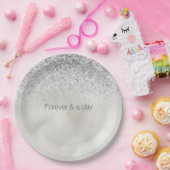 Assiettes En Carton Pearl White Luxe Parties scintillant en argent (Fête)