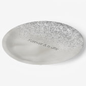 Assiettes En Carton Pearl White Luxe Parties scintillant en argent (Angle)