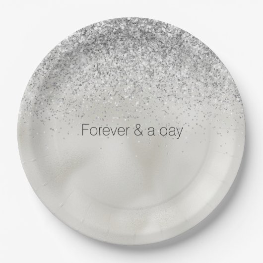 Assiettes En Carton Pearl White Luxe Parties scintillant en argent (Devant)