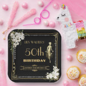 Assiettes En Carton Pearls White Floral Art Déco Gatsby 20s Anniversai (Fête)