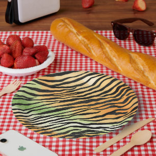 Assiettes En Carton Peau de tigre rayée moderne Imprimer félin de gros