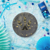 Assiettes En Carton Peau et tepee d'or noir Boho Glam (Fête)