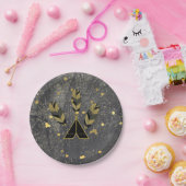 Assiettes En Carton Peau et tepee d'or noir Boho Glam (Fête)