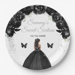 Assiettes En Carton Peau noire princesse Sweet sixteen