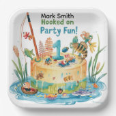 Assiettes En Carton Pêche 1er Anniversaire Fête avec Cake Design (Recto)