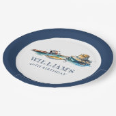 Assiettes En Carton Pêche Anniversaire Personnalisé (Angle)