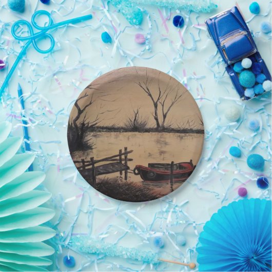 Assiettes En Carton Pêche au lac (Fête)