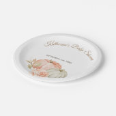 Assiettes En Carton Pêche automnale et Citrouille vert Rustique Floral (Angle)