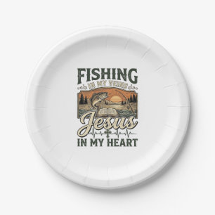 Assiettes En Carton Pêche dans mes veines Jésus dans mon cœur Vintage