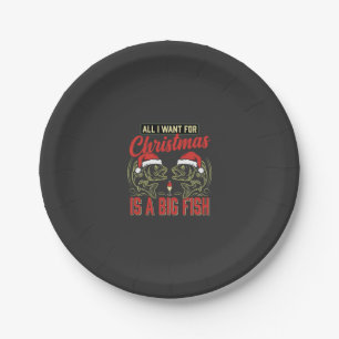 Assiettes En Carton Pêche de Noël Gros Poisson Fête