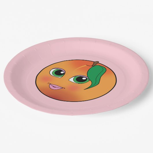 Assiettes En Carton Pêche douce (Angle)