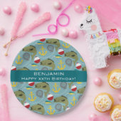 Assiettes En Carton Pêche du motif avec le nom fait sur commande (Fête)